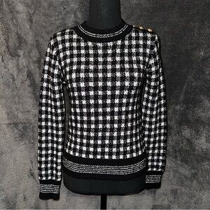 PHILOSOPHY REPUBLIC CHECKERED HOUNDSTOOTH SWEATER
